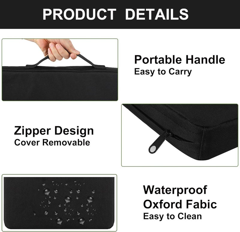 UCOMFEEL Portable Stadium Seat Cushions with Handle, 2 Inches Thick, Waterproof Oxford Fabric, Zipper Design, Set of 2 (Black) - Image 4